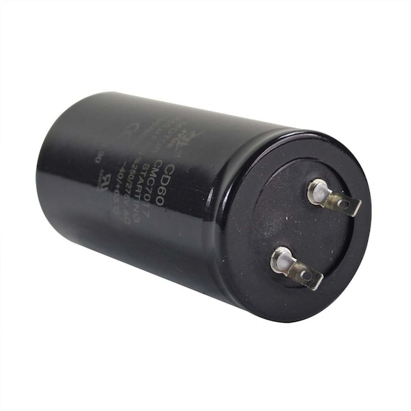 Interstate Pneumatics 240-260 MFD +/-5% 50Hz/60Hz AC 250/275V Cylinder Motor Starting Capacitor - 2 Pin, Black (CD60) CMC7017 - main